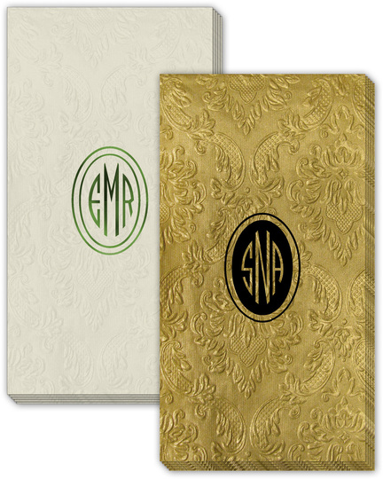 Outlined Oval Monogram Carte Guest Towels